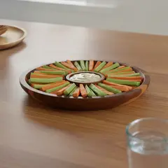 BASEMENT HOME - Fuente Aperitivo Chip and Dip Madera Acacia 30x4 cm