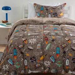 MICA KIDS - Plumón Infantil Space Azul 1.5 Plaza