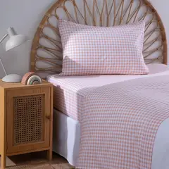 MICA KIDS - Juego De Sábanas Wash Vichy Rosada