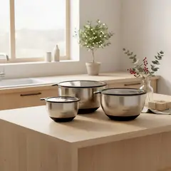 WURDEN - Set 3 Bowls 16/20/33 cm Black Acero Inoxidable