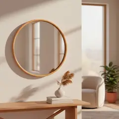 BASEMENT HOME - Espejo Decorativo Pared Redondo MaDera