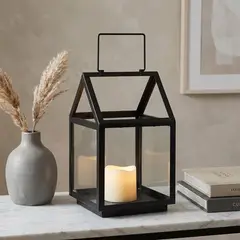 ROBERTA ALLEN - Fanal Negro De Metal 30X18 Cm Adorno Decoración