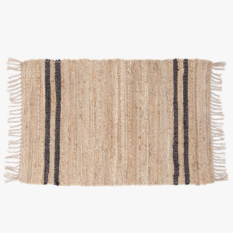 Alfombra Yute Rayas 60X90 Cm Bajada De Cama Decorativa