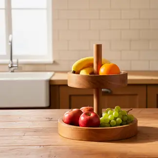 CASA CANTABRIA - Frutero Wood 2 Niveles 22,5X26 Cm