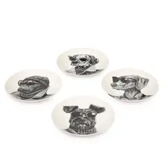 BASEMENT HOME - Set 4 Platos De Aperitivo 15 Cm Perros Black Bar