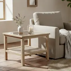 ROBERTA ALLEN - Mesa Lateral Bali Vidrio Rattan