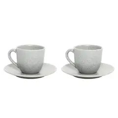 BASEMENT HOME - Set 2 Tazas Café 120 ml con plato Cerámica Gres