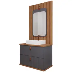 Mgm - Gabinete para Banheiro Milano 80cm Freijó/titanium