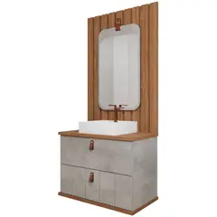 Mgm - Armário Milano 80cm Cimento Freijó