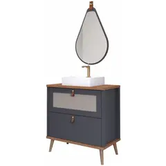 Mgm - Gabinete para Banheiro Veneto 60cm Freijó/titanium