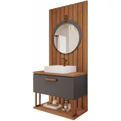 Mgm - Armário Duna 60 Cm Titanium/Freijo