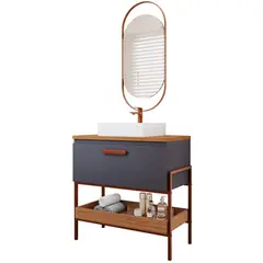 Mgm - Armário Porti 60Cm Freijó/Titanium