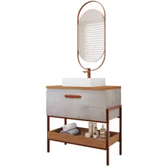 Mgm - Armário Porti 60Cm Freijó/Cimento