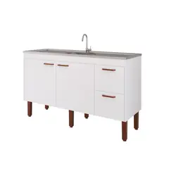 Mgm - Balcão Cozinha Slim 144cm Branco