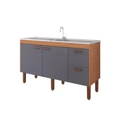 Mgm - Balcão Cozinha Slim 144cm Freijo/Titanium