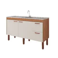 Mgm - Balcão Cozinha Slim 144cm Freijo/Offwhite