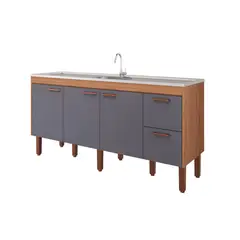 Mgm - Balcão Cozinha Slim 174cm Freijo/Titanium