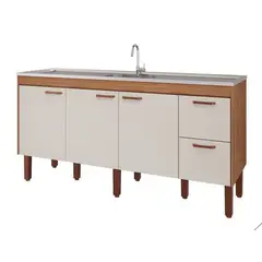 Mgm - Balcão Cozinha Slim 174cm Freijo/Offwhite