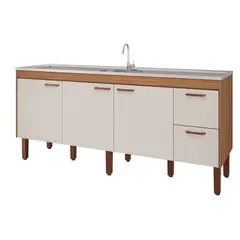 Mgm - Balcão Cozinha Slim 194cm Freijo/Offwhite