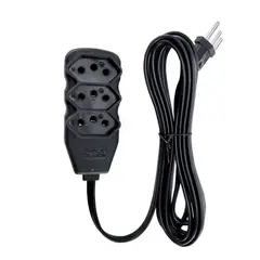 Forceline - Extensão 3 Tomadas Slim Tripolar  Preto 1,0M