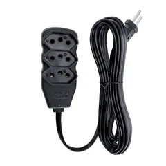 Forceline - Extensão 3 Tomadas Slim Tripolar  Preto 5,0M