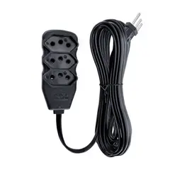 Forceline - Extensão 3 Tomadas Slim Tripolar  Preto 10,0M