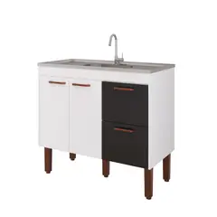 Mgm - Balcão Cozinha Slim 94cm Branco/Preto