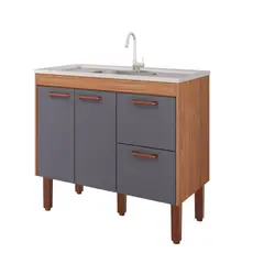 Mgm - Balcão Cozinha Slim 94cm Freijo/Titanium