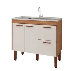 Mgm - Balcão Cozinha Slim 94cm Freijo/Offwhite