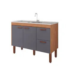 Mgm - Balcão Cozinha Slim 114cm Freijo/Titanium