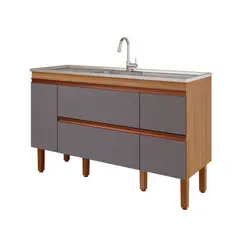 Mgm - Balcão Cozinha Prisma 144cm Freijo/Titanium