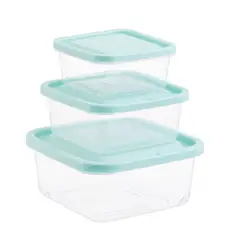 Oikos - Kit 3 Potes de Plástico Quadrado Mozcada
