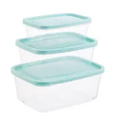 Oikos - Kit 3 Potes de Plastico Retangular Mozcada