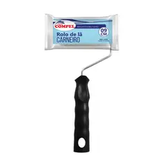 Pinceis Compel - Rolo de Lã Carneiro 09cm com Cabo