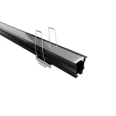 Hazak - Perfil de Embutir Fino Preto com Difusor Branco 2 Metros