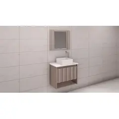 A. J. Rorato - Gabinete para Banheiro com Cuba e Espelho Treviso 63cm Cinza Rorato