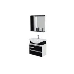 A. J. Rorato - Gabinete para Banheiro com Cuba e Espelho Atacama 63cm Preto Rorato