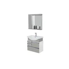 A. J. Rorato - Gabinete para Banheiro com Cuba e Espelho Atacama 63cm Cinza Rorato
