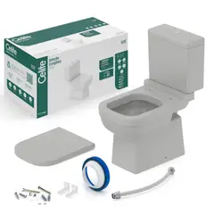 Celite - Vaso Sanitário com Caixa Acoplada Cinza Matte Duplo Acionamento 3/6l Vertical Elite