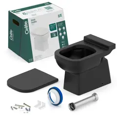 Celite - Kit Vaso Sanitário Convencional para Descarga de Parede Saída Vertical Preto Elite