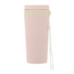 Lyor - Copo Térmico de Bambu e Pp Parede Dupla com Alça e Tampa Rosa 310ml -