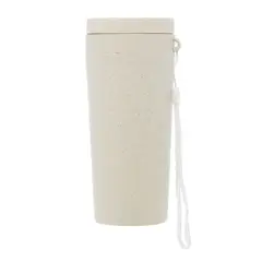 Lyor - Copo Térmico de Bambu e Pp Parede Dupla com Alça e Tampa Branco 310ml -