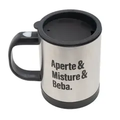 Lyor - Caneca Mixer de Aço Inox com Tampa 380ml -