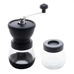 Lyor - Moedor de Café de Aço Inox Manual com Porta Pó Extra de Vidro Preto 20cm X 10,5cm X 19cm -