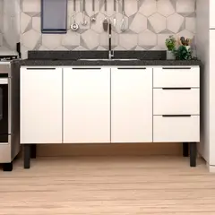 Cozimax - Gabinete Aço Jupiter 144cm Branco Pia 150