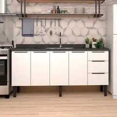 Cozimax - Gabinete Aço Jupiter 174cm Branco Pia 180