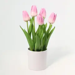 Just Home Collection - Planta Artificial Tulipa Rosa 36cm