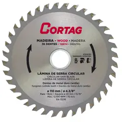 undefined - Lamina de Serra Circular para Madeira 36 Dentes 110 Mm Cortag