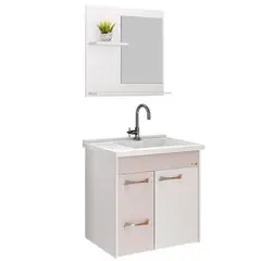 A. J. Rorato - Kit Genova Suspenso 2 Gavetas Espelho e Pia Off White