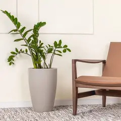 Nature - Vaso de Planta Grande Plástico 45x30cm Cone Liso Branco Mármore